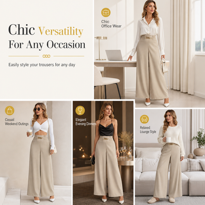 Women's Casual High-Waisted Wide-Leg Pants