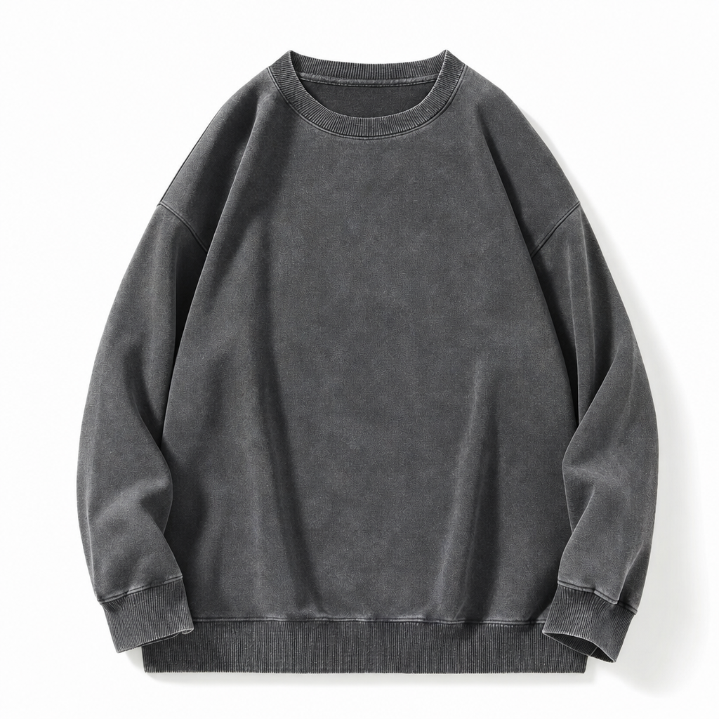 🧥 Faded Retro Charm, Substantial Structured Comfort | Unisex Vintage Washed Heavyweight Crewneck Pullover Sweatshirt