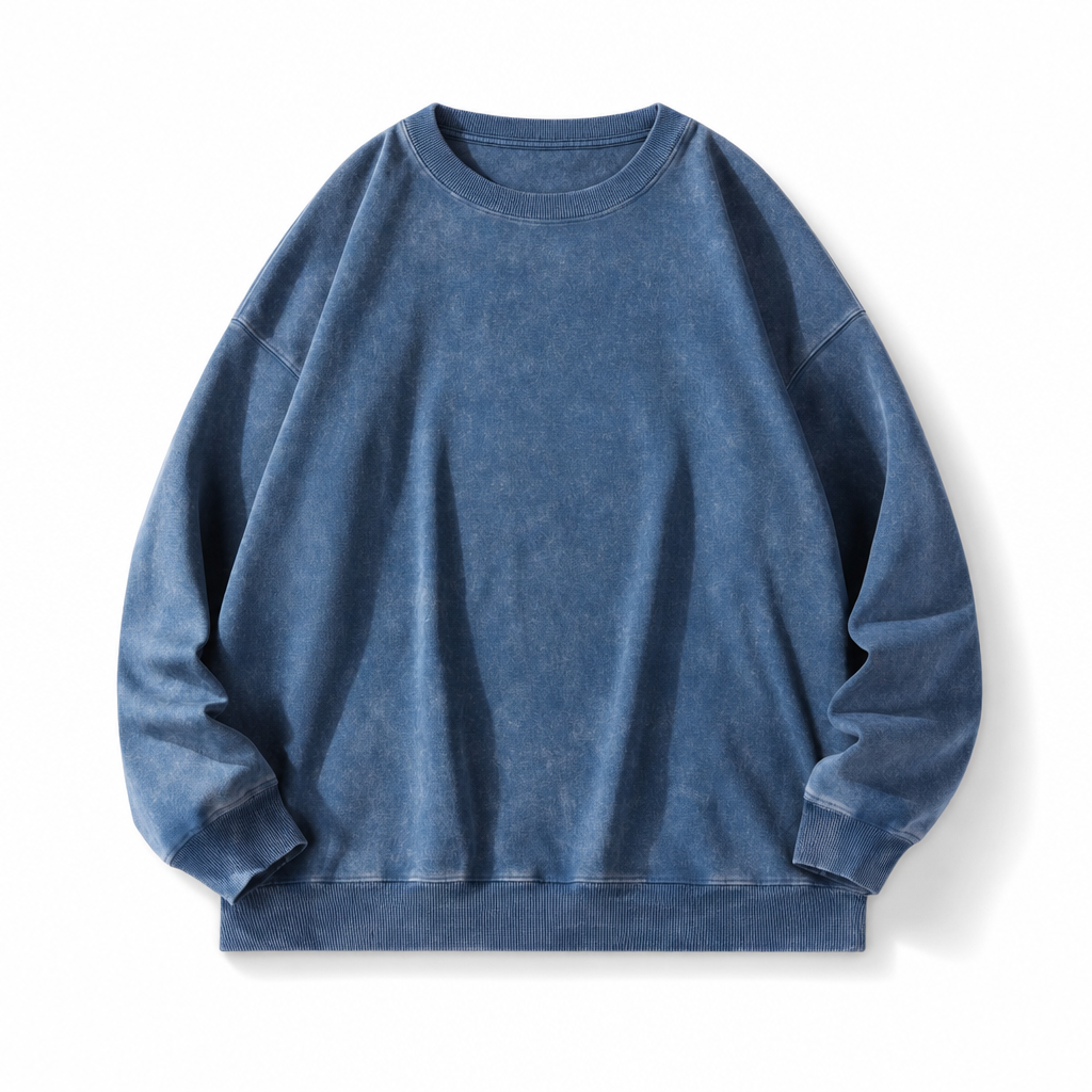 🧥 Faded Retro Charm, Substantial Structured Comfort | Unisex Vintage Washed Heavyweight Crewneck Pullover Sweatshirt
