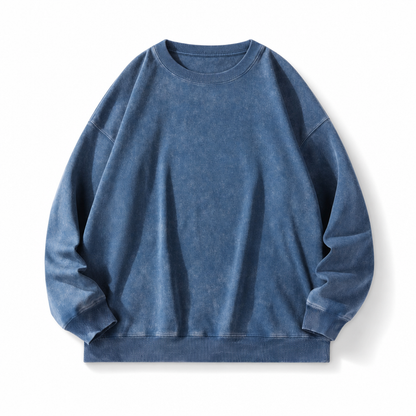 🧥 Faded Retro Charm, Substantial Structured Comfort | Unisex Vintage Washed Heavyweight Crewneck Pullover Sweatshirt