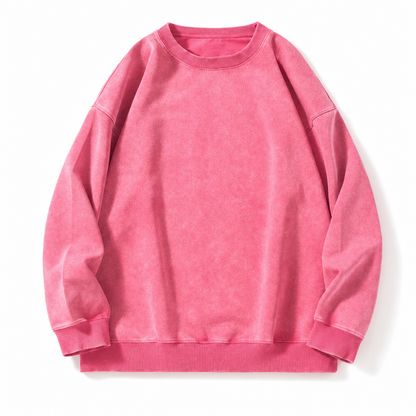 🧥 Faded Retro Charm, Substantial Structured Comfort | Unisex Vintage Washed Heavyweight Crewneck Pullover Sweatshirt