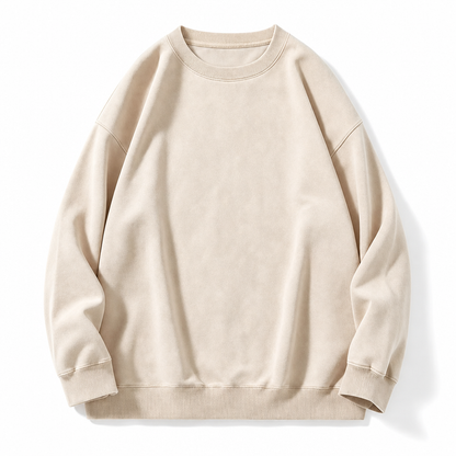 🧥 Faded Retro Charm, Substantial Structured Comfort | Unisex Vintage Washed Heavyweight Crewneck Pullover Sweatshirt