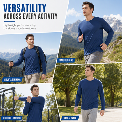 💨 Stay-Dry Freshness, Easy Everyday Comfort | Men's Quick-Dry Crew Neck Long Sleeve Shirt