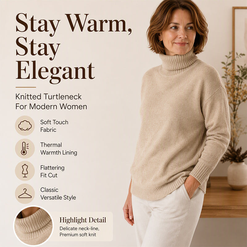 ✨ Women's Turtleneck Knit Sweater: Soft Touch & Flattering Fit 🍂