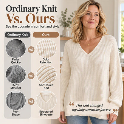 Women's Oversized V-Neck Knit Sweater