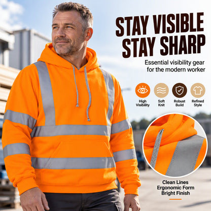 🦺 Be-Seen Confidence, Easy On/Off | Men's High Visibility Reflective Zipper Hoodie