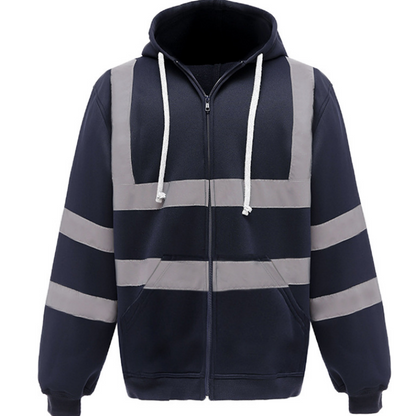 🦺 Be-Seen Confidence, Easy On/Off | Men's High Visibility Reflective Zipper Hoodie