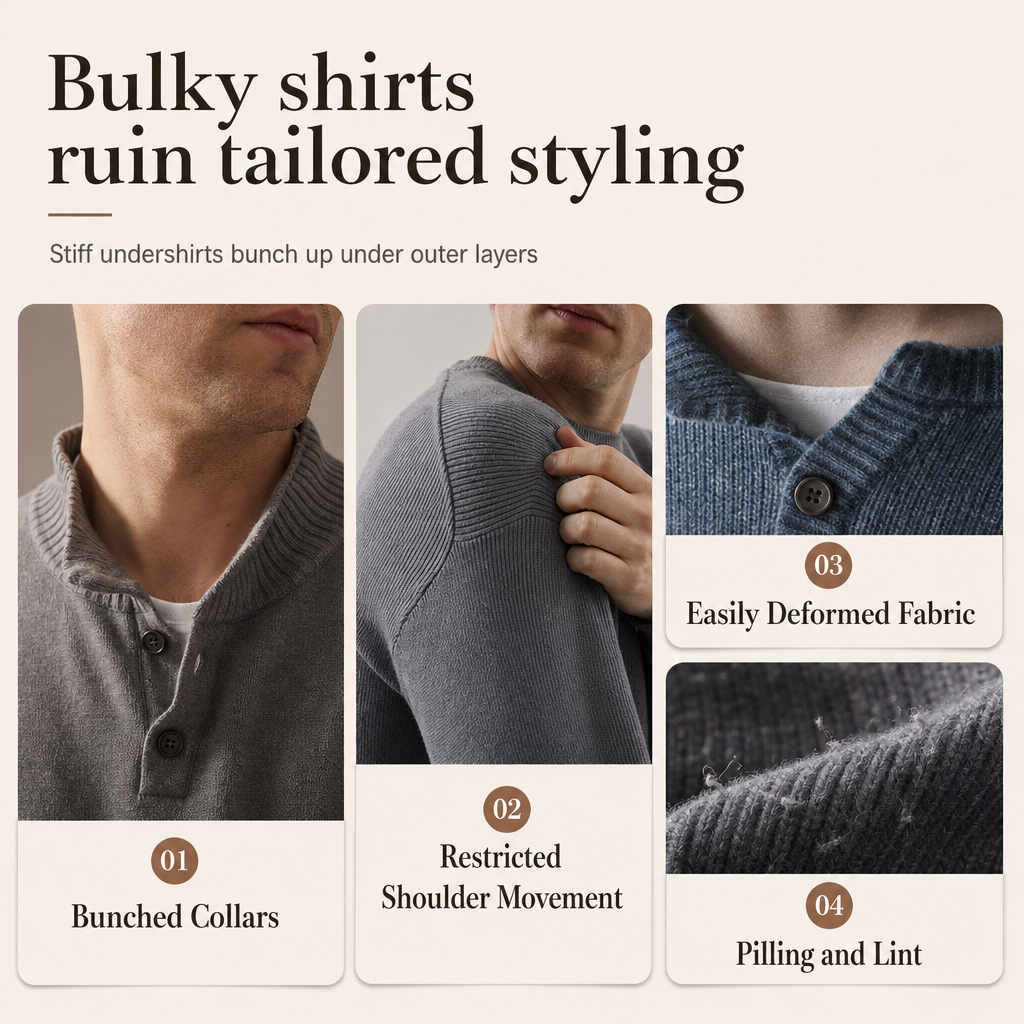 🧶 Effortless Layered Look, Relaxed Comfort | Men's Retro Henley Neck Mock Two Piece Sweater Relaxed Fit Long Sleeve Knit Pullover for Fall and Winter