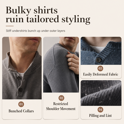 🧶 Effortless Layered Look, Relaxed Comfort | Men's Retro Henley Neck Mock Two Piece Sweater Relaxed Fit Long Sleeve Knit Pullover for Fall and Winter