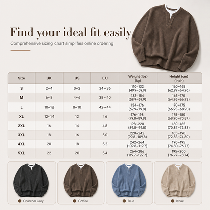 🧶 Effortless Layered Look, Relaxed Comfort | Men's Retro Henley Neck Mock Two Piece Sweater Relaxed Fit Long Sleeve Knit Pullover for Fall and Winter