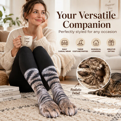 Unisex Adult & Kids Animal Paw Crew Socks