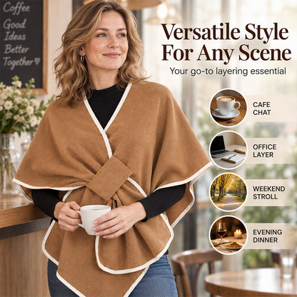 🧣 Flowing Drape, Easy Layering Comfort | Women's Elegant Knitted Poncho Shawl