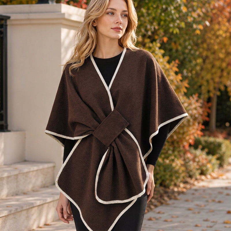 🧣 Flowing Drape, Easy Layering Comfort | Women's Elegant Knitted Poncho Shawl