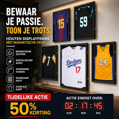 🎉New Year's Gift 50% OFF!🧥Wooden Memorial Jersey Display Frame (Magnetic Door) – Keep Your Sweat & Love In Perfect Condition!