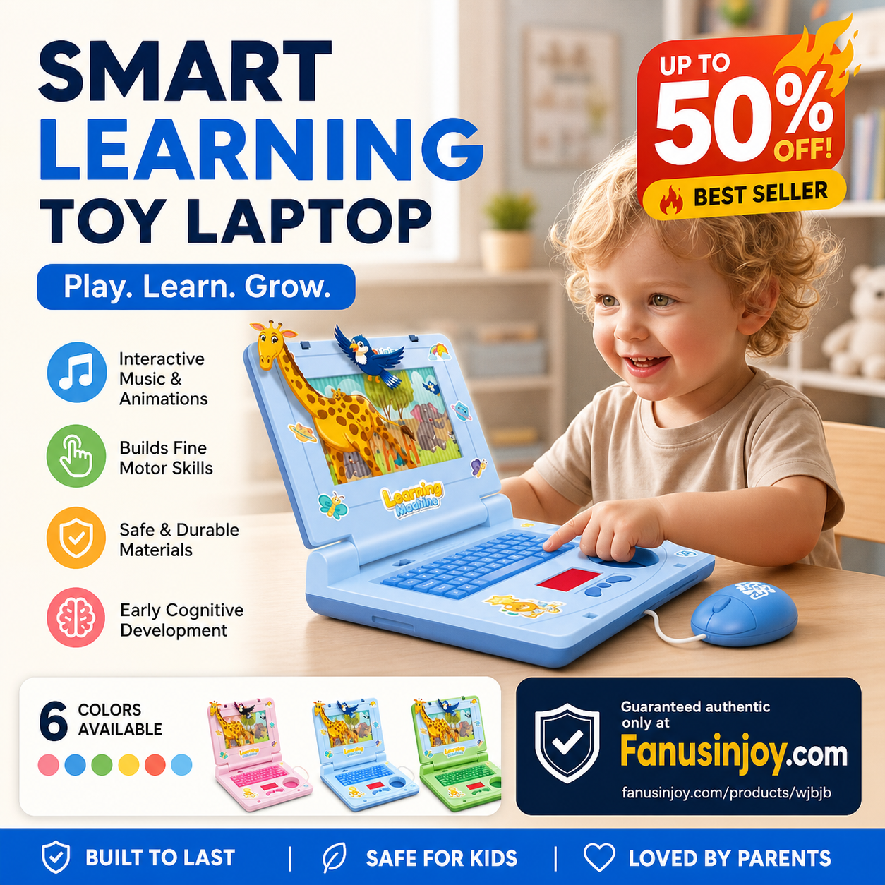 💻 50% OFF NOW! 🎁 Interactive Simulation Toy Laptop – Scrolling screen, music & tactile buttons – Boosts motor skills & hand‑eye coordination 🖥️✨