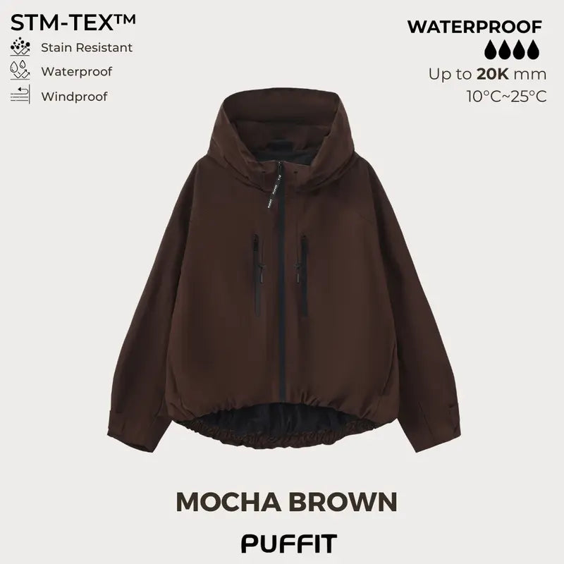 Wide-Brim Hood Short Oversized Rain Jacket With Bubble Hem,👍⛈️Waterproof & Lightweight & Adjustable Cuffs