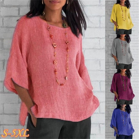 🌈Spring 2023 fashion solid color cotton linen top🌸Buy 2 get 10% Off Auto & Free Shipping🌸