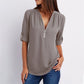 Women's V-neck Zipper Plus Size Long-sleeved Chiffon Shirt🔥Buy 2 Automatic 10% Off🔥