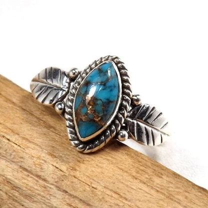 Vintage Turquoise Leaf Ring