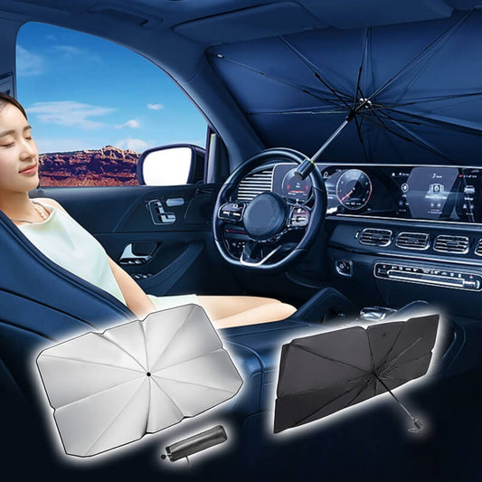 The retractable folding sunshade of the automobile's front windshield