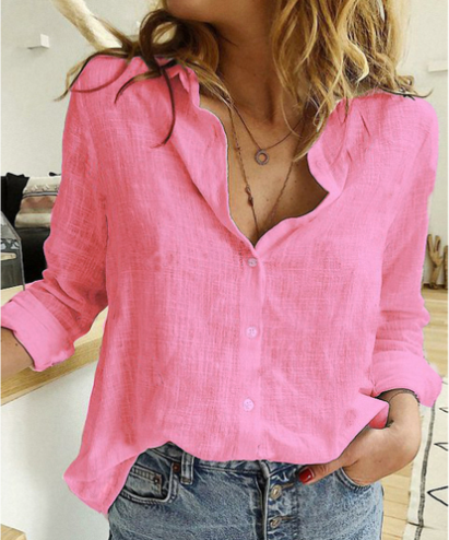 🌸2023 New Hot Sale-Ladies Loose Casual Long Sleeve Linen Shirt🌸Buy 2 get 10% Off Extra Auto & Free Shipping🌸