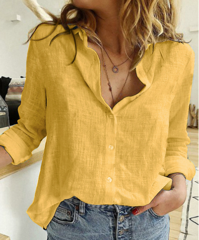 🌸2023 New Hot Sale-Ladies Loose Casual Long Sleeve Linen Shirt🌸Buy 2 get 10% Off Extra Auto & Free Shipping🌸