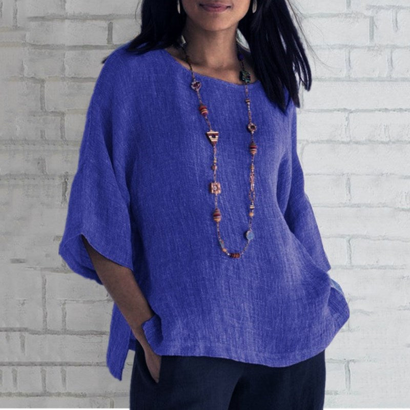 🌈Spring 2023 fashion solid color cotton linen top🌸Buy 2 get 10% Off Auto & Free Shipping🌸