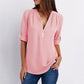 Women's V-neck Zipper Plus Size Long-sleeved Chiffon Shirt🔥Buy 2 Automatic 10% Off🔥