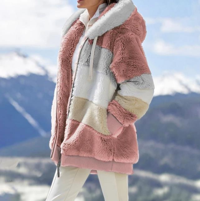 Buy 2 free shipping-49% OFF RCONTRASTING CUDDLY PADDED COAT SPECIAL OFFE