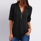 Women's V-neck Zipper Plus Size Long-sleeved Chiffon Shirt🔥Buy 2 Automatic 10% Off🔥