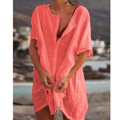 Women's Summer Cotton Casual Loose Short sleeve shirt