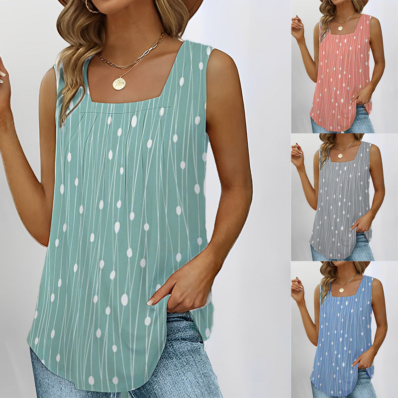 Tank Top With Stripes And Polka Dots Print