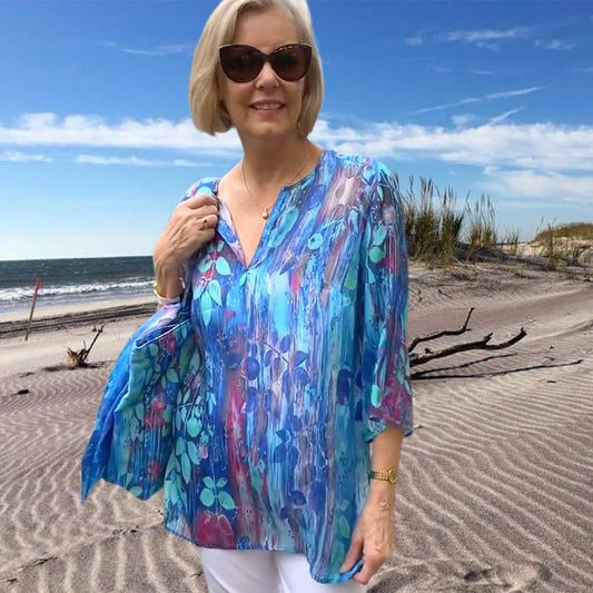 🌈Women's V-Neck Half-Sleeve Printed Top🌸Buy 2 get 10% Off Extra Auto & Free Shipping🌸