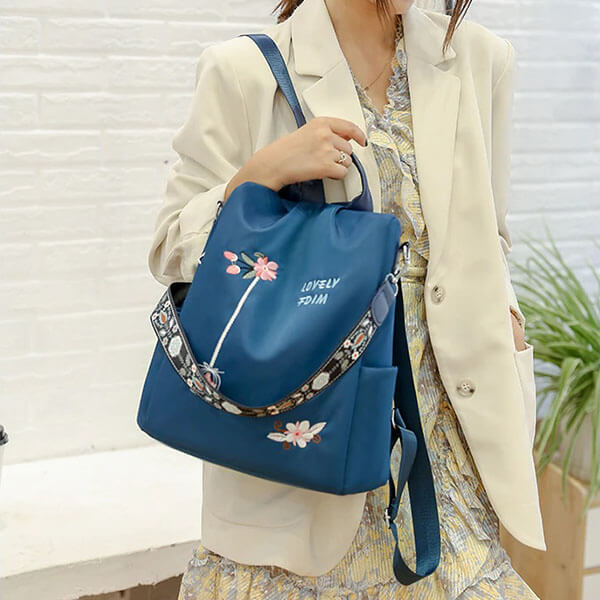 Floral Embroidered Waterproof Oxford Backpack（50% OFF）